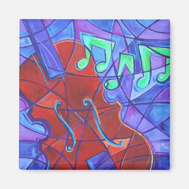 Imán de mosaico de violonchelo (Frente)