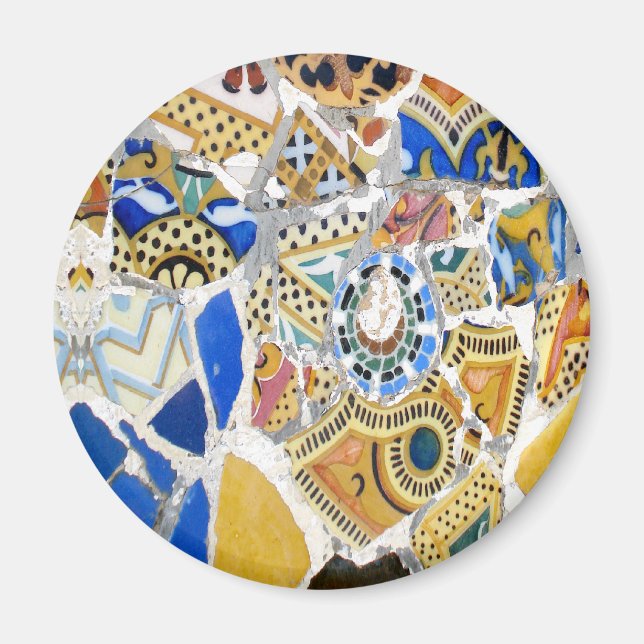 imán de mosaicos amarillos de Gaudí (Frente)