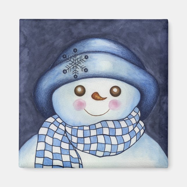 Imán de muñeco de nieve (Frente)