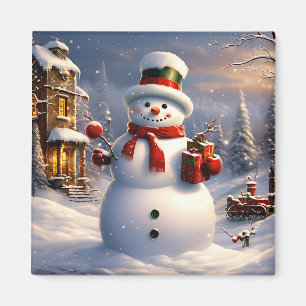 Imán de muñeco de nieve navideño