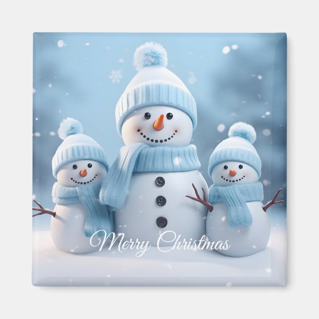 Imán de muñeco de nieve navideño adorable (Frente)