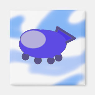 Imán de Nave Espacial Azul Volador