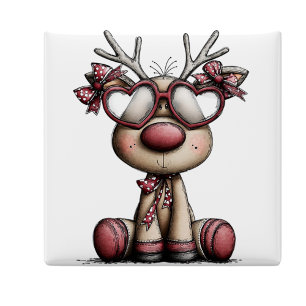 Imán de Navidad Corazones Reno Caprichoso