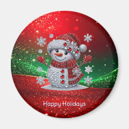 Imán de Navidad de Hombre de Nieve con Rhinestones