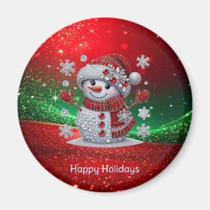 Imán de Navidad de Hombre de Nieve con Rhinestones
