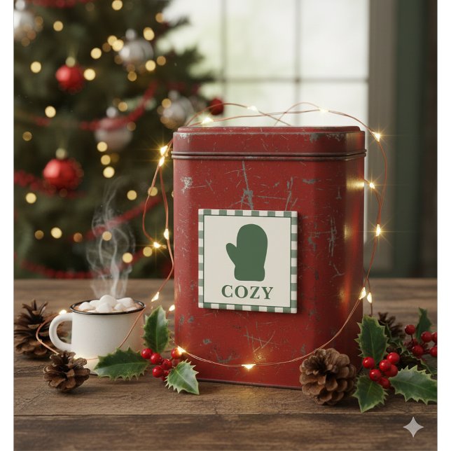 Imán de Navidad de Mitón Acogedor Verde Rústico (Subido por el creador)