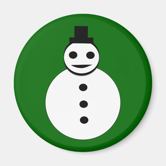 Imán de Navidad de Muñeco de Nieve Sonriente (Frente)