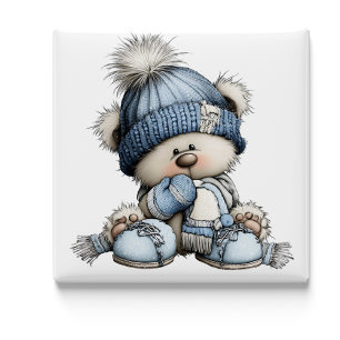 Imán de Navidad de Oso Azul Caprichoso