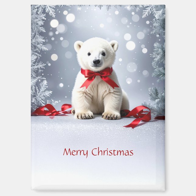 Imán de Navidad de Oso Polar para las Fiestas (Anverso)