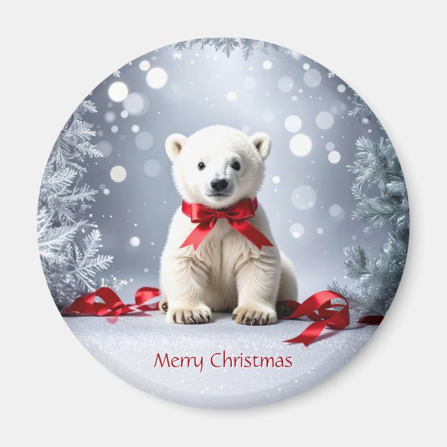 Imán de Navidad de Oso Polar para las Fiestas (Frente)