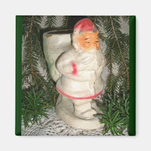 Imán de Navidad de Papel Mache Santa Recubierto Bl