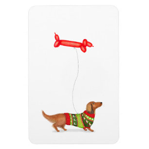 Imán de Navidad de perro salchicha con Dachshund
