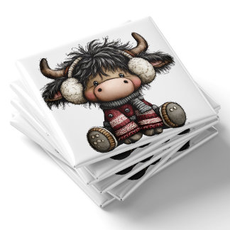 Imán de Navidad de Vaca de las Tierras Altas Adora