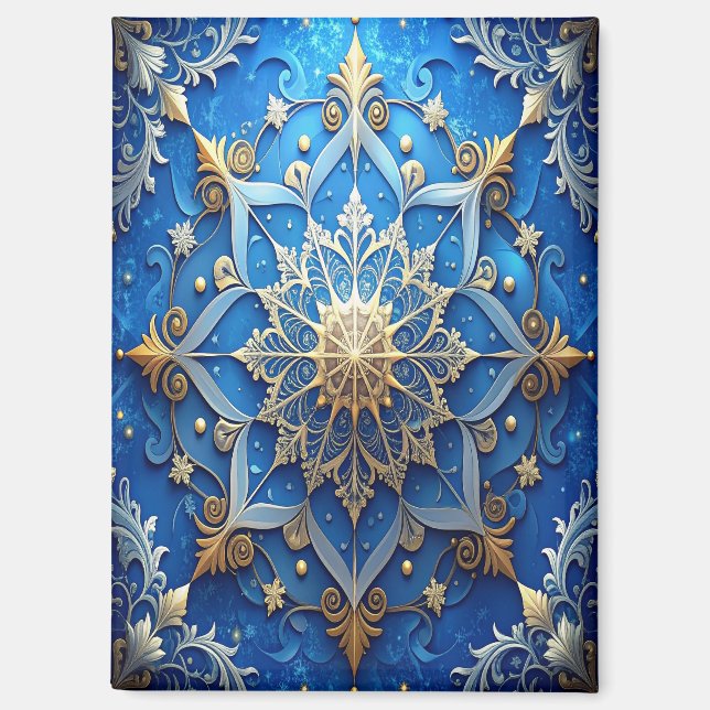 Imán de Navidad decorativo azul (Anverso)