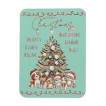 Imán de Navidad para familia con mascotas adorable