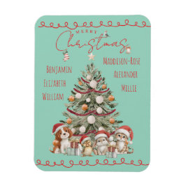 Imán de Navidad para familia con mascotas adorable