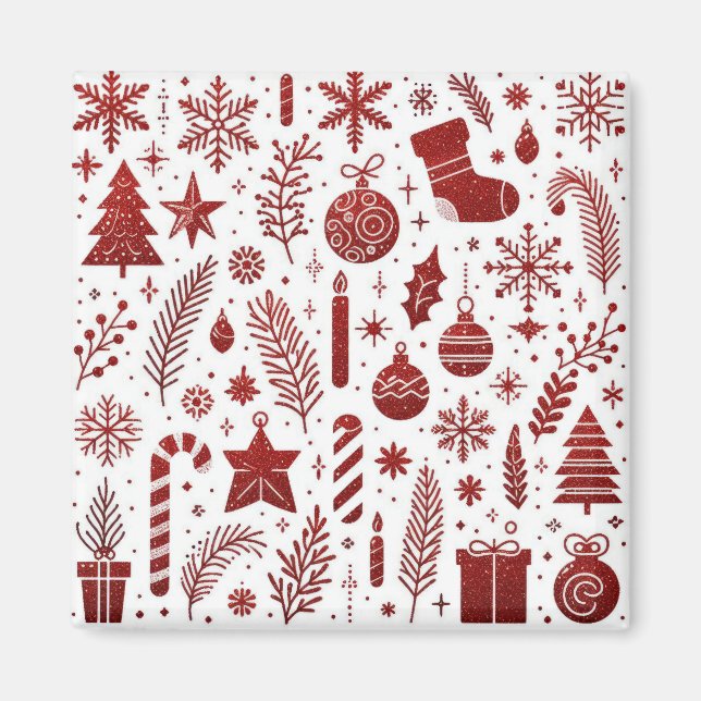 Imán de Navidad Rojo Blanco (Frente)