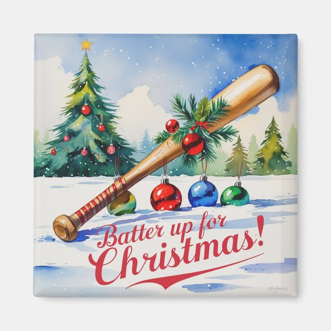 Imán de Navidades de béisbol - Decoración festiva (Frente)