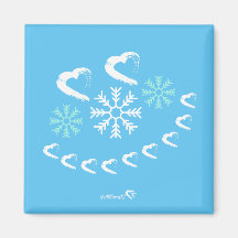 Imán de Navidades de copos de nieve de corazones f