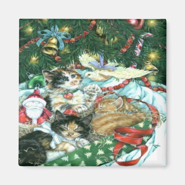 Imán de Navidades de gatos de época (Frente)