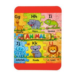 Imán de nevera alfabeto animal pre-K G-L