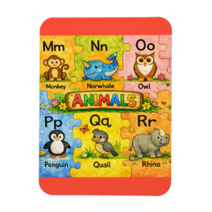 Imán de nevera alfabeto animal Pre-K M-R