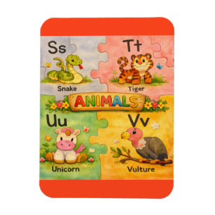 Imán de nevera alfabeto animal Pre-K S-V