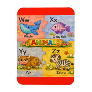 Imán de nevera alfabeto animal Pre-K W-Z