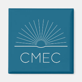 Imán de nevera CMEC - cuadrado, turquesa con blanc