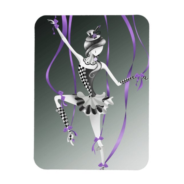 Imán de nevera con cinta púrpura de bailarina de p (Vertical)
