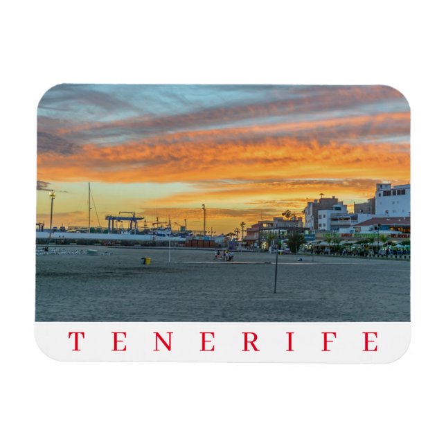imán de nevera con puesta de sol de Tenerife (Horizontal)