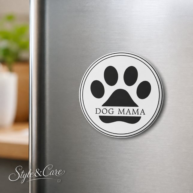 Imán de nevera con texto personalizado de Mamá Per (Dog Mama Custom Text Paw Print Fridge Magnet Gift)