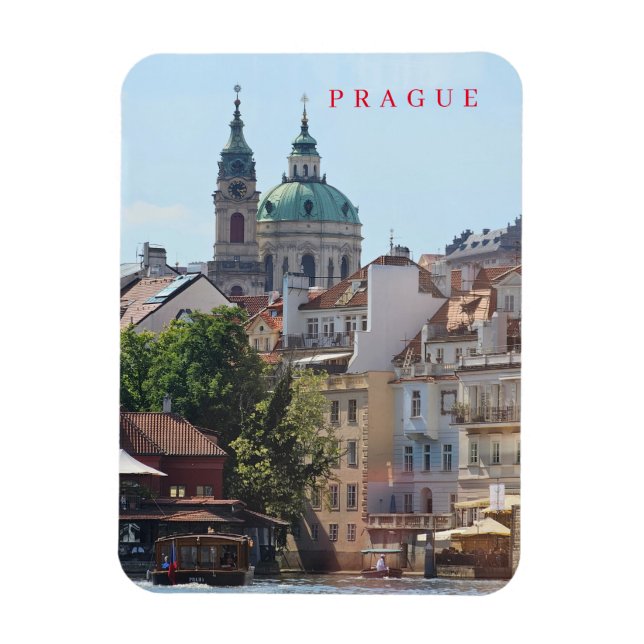 imán de nevera con vistas a la iglesia de Praga (Vertical)