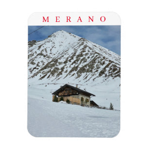 imán de nevera con vistas a la montaña de Merano