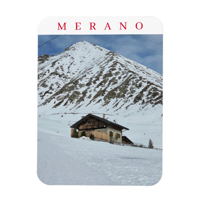 imán de nevera con vistas a la montaña de Merano (Vertical)