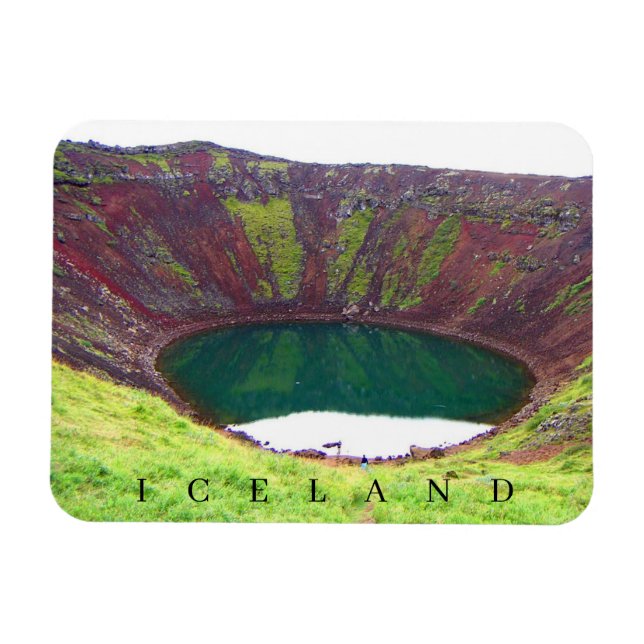 imán de nevera con vistas al cráter de Islandia (Horizontal)