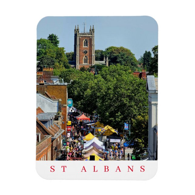 imán de nevera con vistas al mercado de St Albans (Vertical)