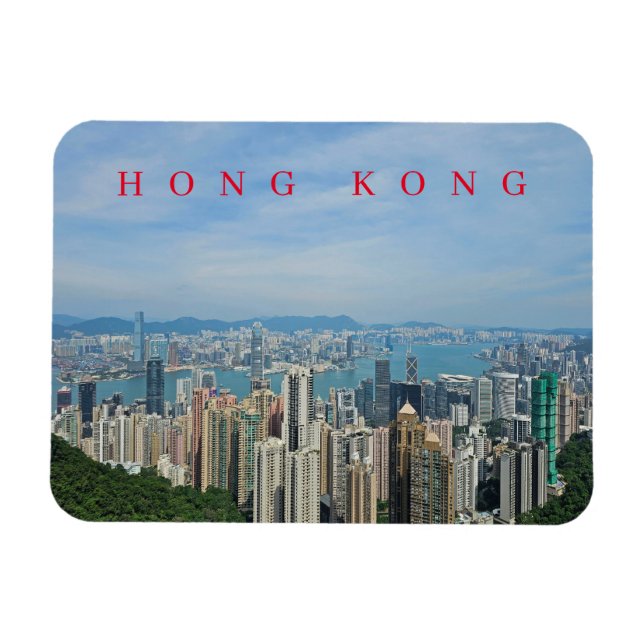 imán de nevera con vistas panorámicas a Hong Kong (Horizontal)
