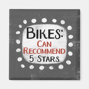 Imán de nevera de 5 estrellas de reseñas de bicicl
