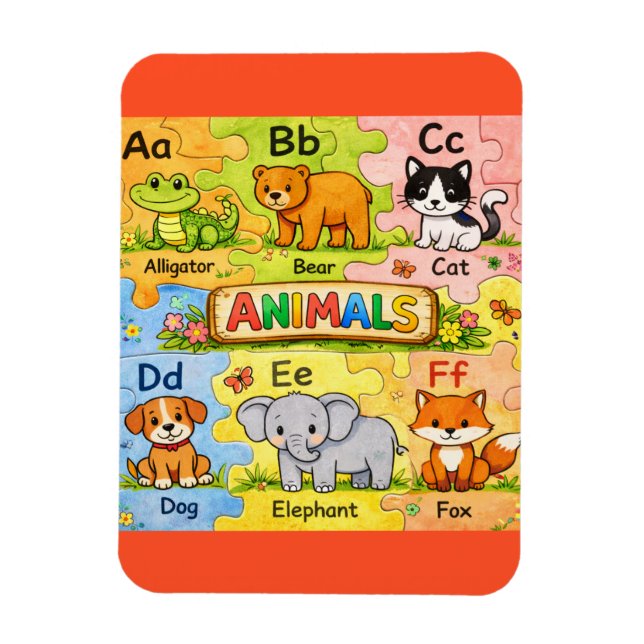 Imán de nevera de alfabeto animal de pre-K (Vertical)
