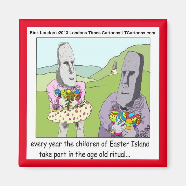 Imán de nevera de caza de huevos de Isla de Pascua (Frente)