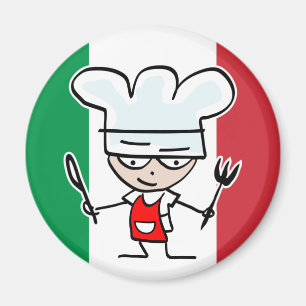Imán de nevera de chef italiano con dibujos animad