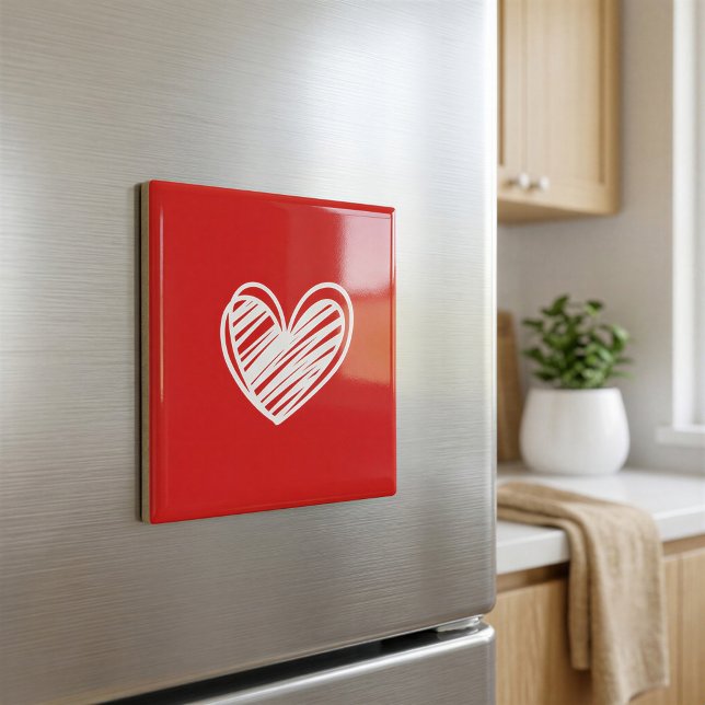 Imán de nevera de corazón rojo moderno (Subido por el creador)