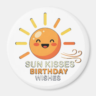Imán de nevera de deseos de cumpleaños con sol son