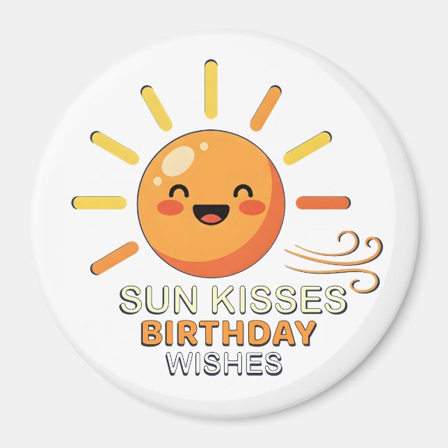 Imán de nevera de deseos de cumpleaños con sol son (Frente)