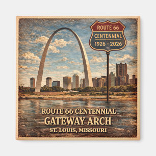 Imán de nevera de Gateway Arch Route 66 St Louis