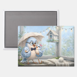 Imán de nevera de la familia del pájaro padre – Az