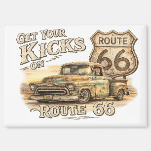 Imán de nevera de la ruta 66 vintage  