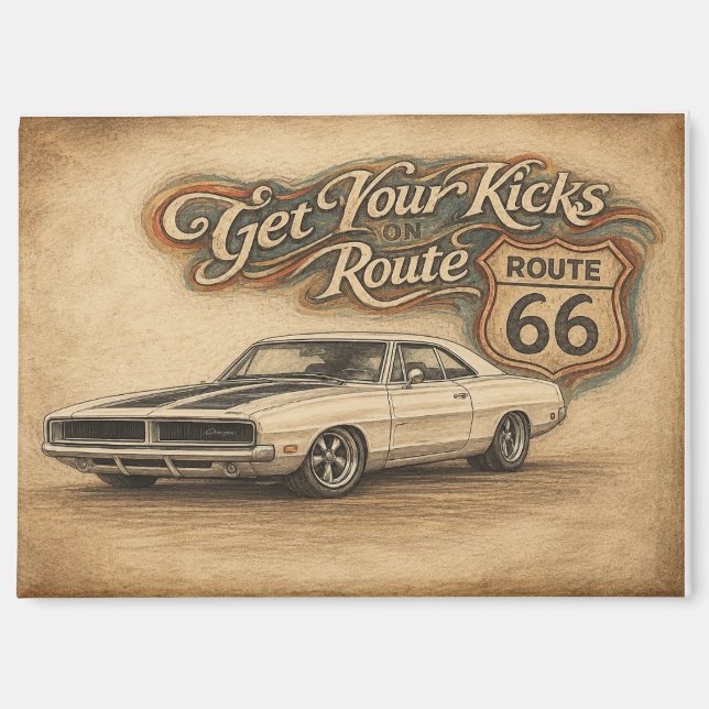 Imán de nevera de la ruta 66 vintage (Anverso)