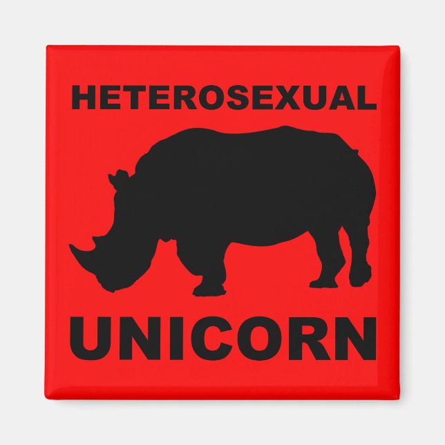Imán de nevera de rinoceronte unicornio heterosexu (Frente)